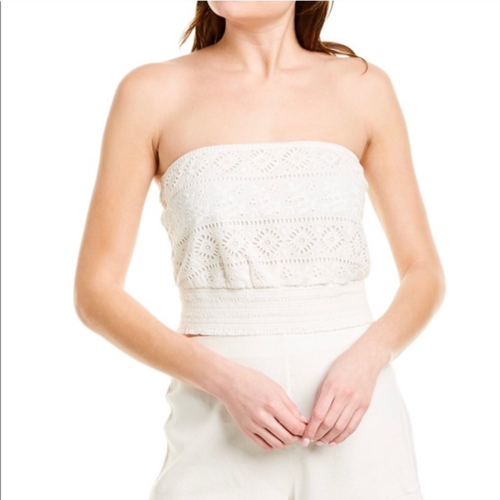Alice + Olivia Strapless Cream Lace Crochet Crop Tube Top - XS